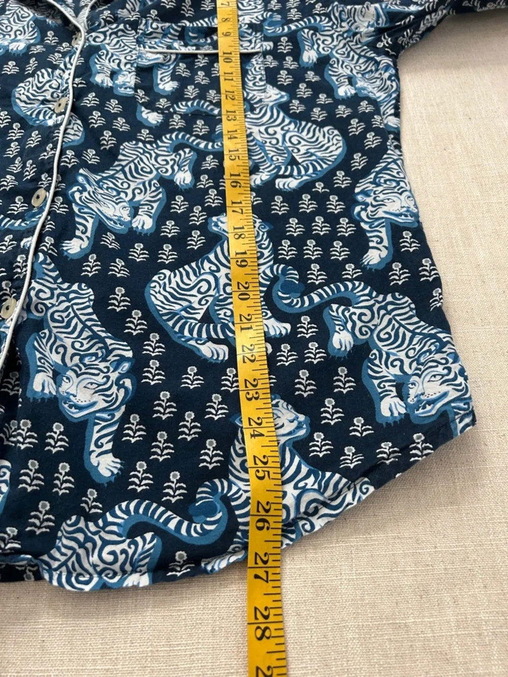 Printfresh Tiger Queen Pajama Top M Navy & White Organic Cotton - Picture 10 of 14